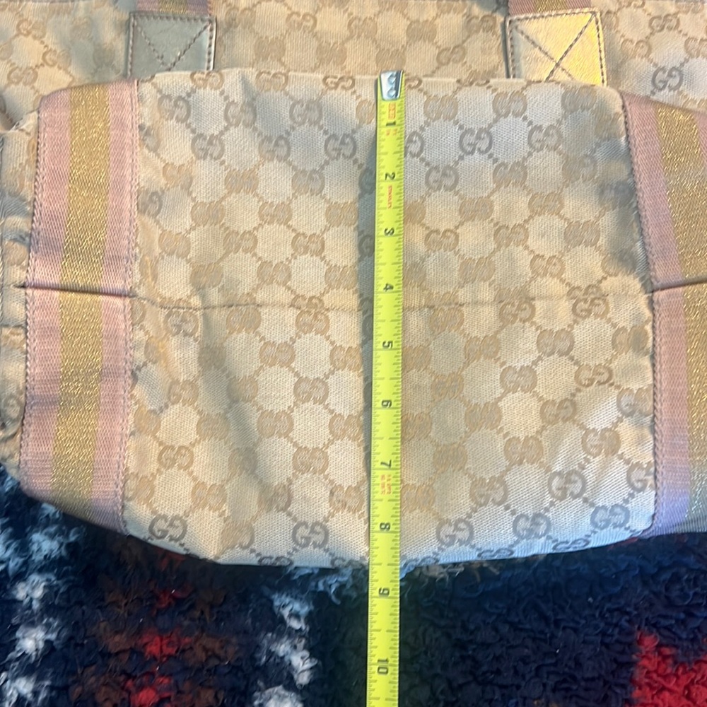GUCCI GG Vintage canvas tote bag shoulder khaki beige pink gold - Picture 10 of 15